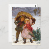 Two children in the snow by Frederick Morgan ポストカード (正面/裏面)