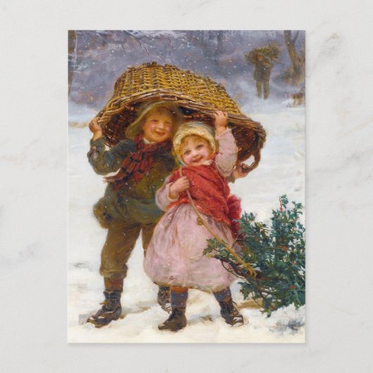 Two children in the snow by Frederick Morgan ポストカード (正面)