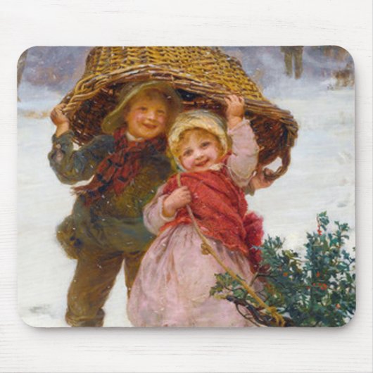 Two children in the snow by Frederick Morgan マウスパッド (正面)