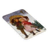 Two children in the snow by Frederick Morgan マグネット (右側)