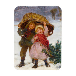 Two children in the snow by Frederick Morgan マグネット
