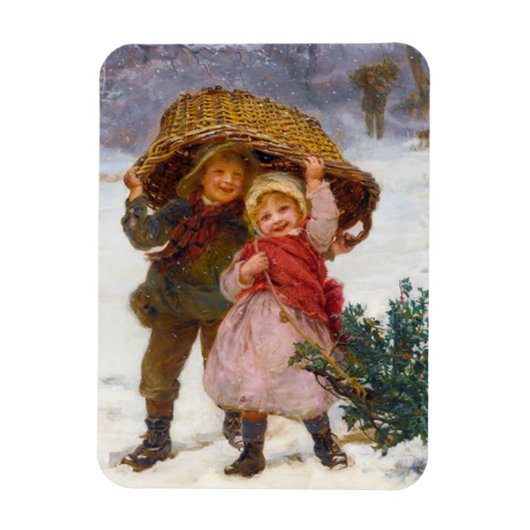 Two children in the snow by Frederick Morgan マグネット (縦)