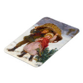 Two children in the snow by Frederick Morgan マグネット (左側)