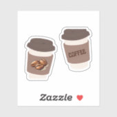 Two Coffee Cups , Cute Coffee Sticker シール (シート)