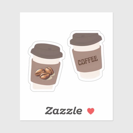 Two Coffee Cups , Cute Coffee Sticker シール (シート)