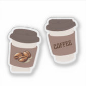 Two Coffee Cups , Cute Coffee Sticker シール (正面)