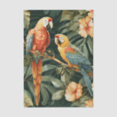 Two Colorful Parrots Tropical Flower Branch 薄葉紙 (正面)