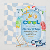 TWO COOL アイスのプール 誕生日パーティーの招待状 招待状 (正面/裏面)