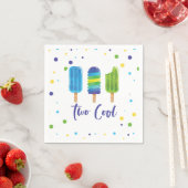 Two Cool ポップ 2歳の誕生日 青 緑 ペーパ スタンダードカクテルナプキン (インサイチュ)