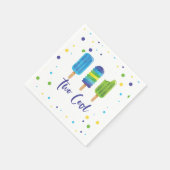 Two Cool ポップ 2歳の誕生日 青 緑 ペーパ スタンダードカクテルナプキン (角)