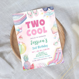 Two Cool - 夏の女子 2歳の誕生日パーティー 招待状