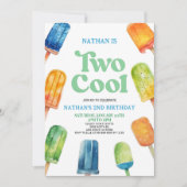Two Cool 2歳の誕生日パーティー招待状 リトロ 招待状 (正面)