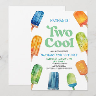 Two Cool 2歳の誕生日パーティー招待状 リトロ 招待状
