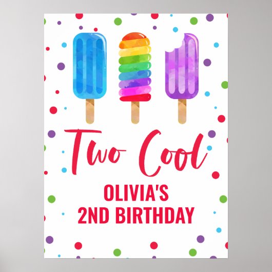 Two Cool 2歳の誕生日 レインボーアイスキャンディー ポスター (正面)