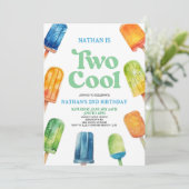 Two Cool 2nd Second Birthday Party Invitation Retr 招待状 (スタンド正面)