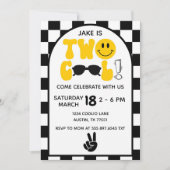 Two Cool Birthday Sunglasses Peace Sign 招待状 (正面)