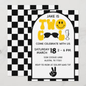 Two Cool Birthday Sunglasses Peace Sign 招待状 (正面/裏面)