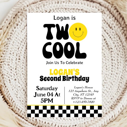 Two Cool Boy 2歳の誕生日パーティー 招待状
