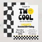 Two Cool Boy 2歳の誕生日パーティー 招待状 (正面/裏面)