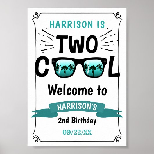 Two Cool Boys 2nd バースデー ウェルカムサイン ポスター (正面)