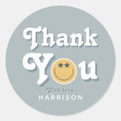 Two Cool Dude Blue Boys Smile Birthday Favor ラウンドシール (正面)