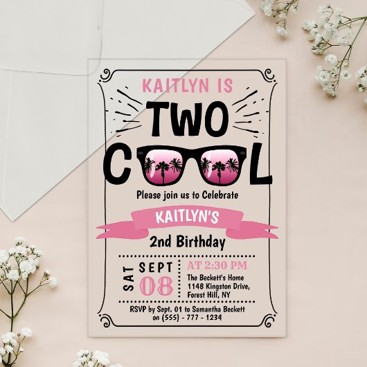 Two Cool Girls 2歳の誕生日 アクリル招待状