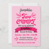 Two Cool Girls Pink Sunglasses 2nd Birthday 招待状 (正面)