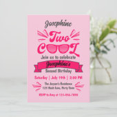 Two Cool Girls Pink Sunglasses 2nd Birthday 招待状 (スタンド正面)