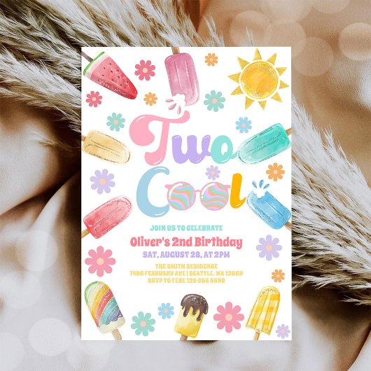 Two Cool Ice Cream Birthday Invitation 招待状