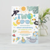 Two Cool Pool Party Summer 2nd Birthday Invitation 招待状 (スタンド正面)