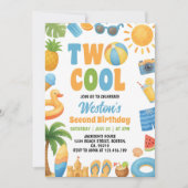 Two Cool Summer Beach 2nd Birthday Party 招待状 (正面)
