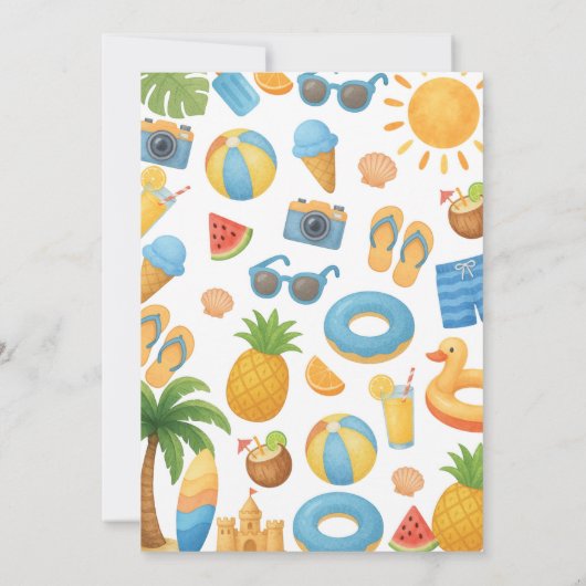 Two Cool Summer Beach 2nd Birthday Party 招待状 (裏面)