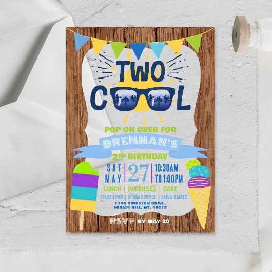 Two Cool Summer Vibes 2歳の誕生日 アクリル招待状