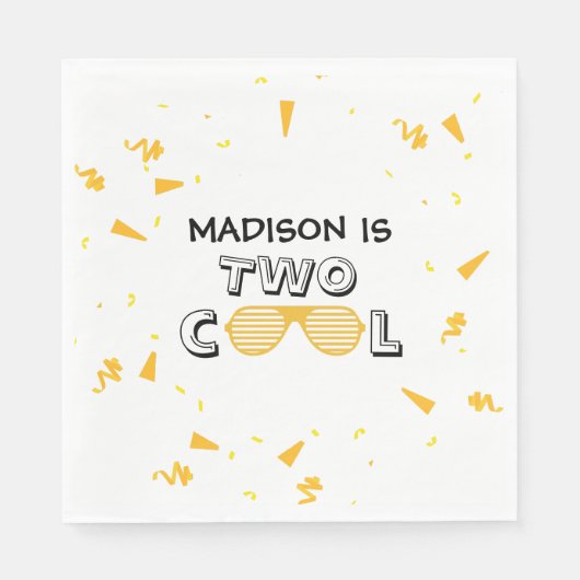 TWO Cool Sunglass 2nd Birthday Party スタンダードランチョンナプキン (正面)