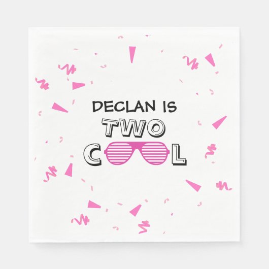 TWO Cool Sunglass 2nd Birthday Party Paper Plates スタンダードランチョンナプキン (正面)