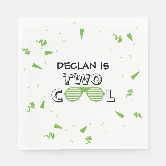 TWO Cool Sunglass 2nd Birthday Party Paper Plates スタンダードランチョンナプキン (正面)