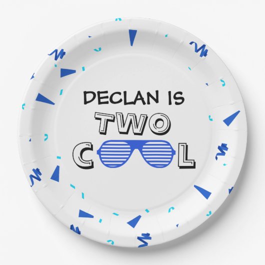 TWO Cool Sunglass 2nd Birthday Party Paper Plates ペーパープレート (正面)