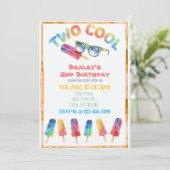 TWO Cool, Watercolor Popsicle 2nd Birthday 招待状 (スタンド正面)