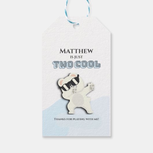 Two Cool Winter Polar Bear dabbing 2nd bday ギフトタグ (裏面)