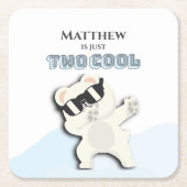 Two Cool Winter Polar Bear dabbing 2nd bday スクエアペーパーコースター (正面)