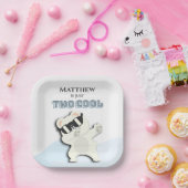 Two Cool Winter Polar Bear dabbing 2nd bday ペーパープレート (パーティー)