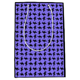 Two Cowboys on Horseback Silhouettes - Periwinkle  ミディアムペーパーバッグ