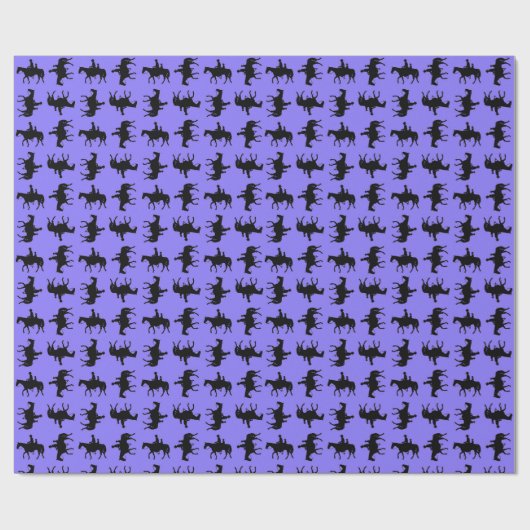 Two Cowboys on Horseback Silhouettes - Periwinkle ラッピングペーパー (フラット)