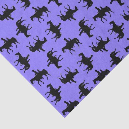 Two Cowboys on Horseback Silhouettes - Periwinkle  薄葉紙 (詳細)