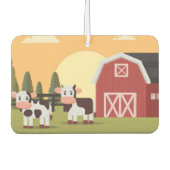 Two Cows and a Red Barn at Sunrise カーエアーフレッシュナー (正面)
