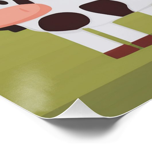 Two Cows and a Red Barn at Sunrise ポスター (コーナー)