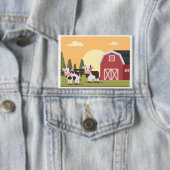 Two Cows and a Red Barn at Sunrise 缶バッジ (インサイチュ)