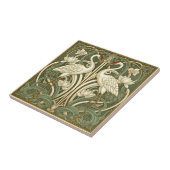 Two Cranes Art Nouveau Pat#10 Olive Ivory ID1193 タイル (側面)