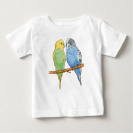 Two cute blue and green Budgies ベビーTシャツ