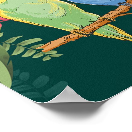 Two cute blue and green Budgies ポスター (角)